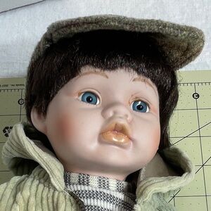 Boy Doll LOGAN 15"  Bisque/cloth w/Cap, Vest & Shirt/pants Kimberly Collection